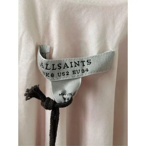 AllSaints Melody Marea Silk Slip Midi Dress Rainbow Pink